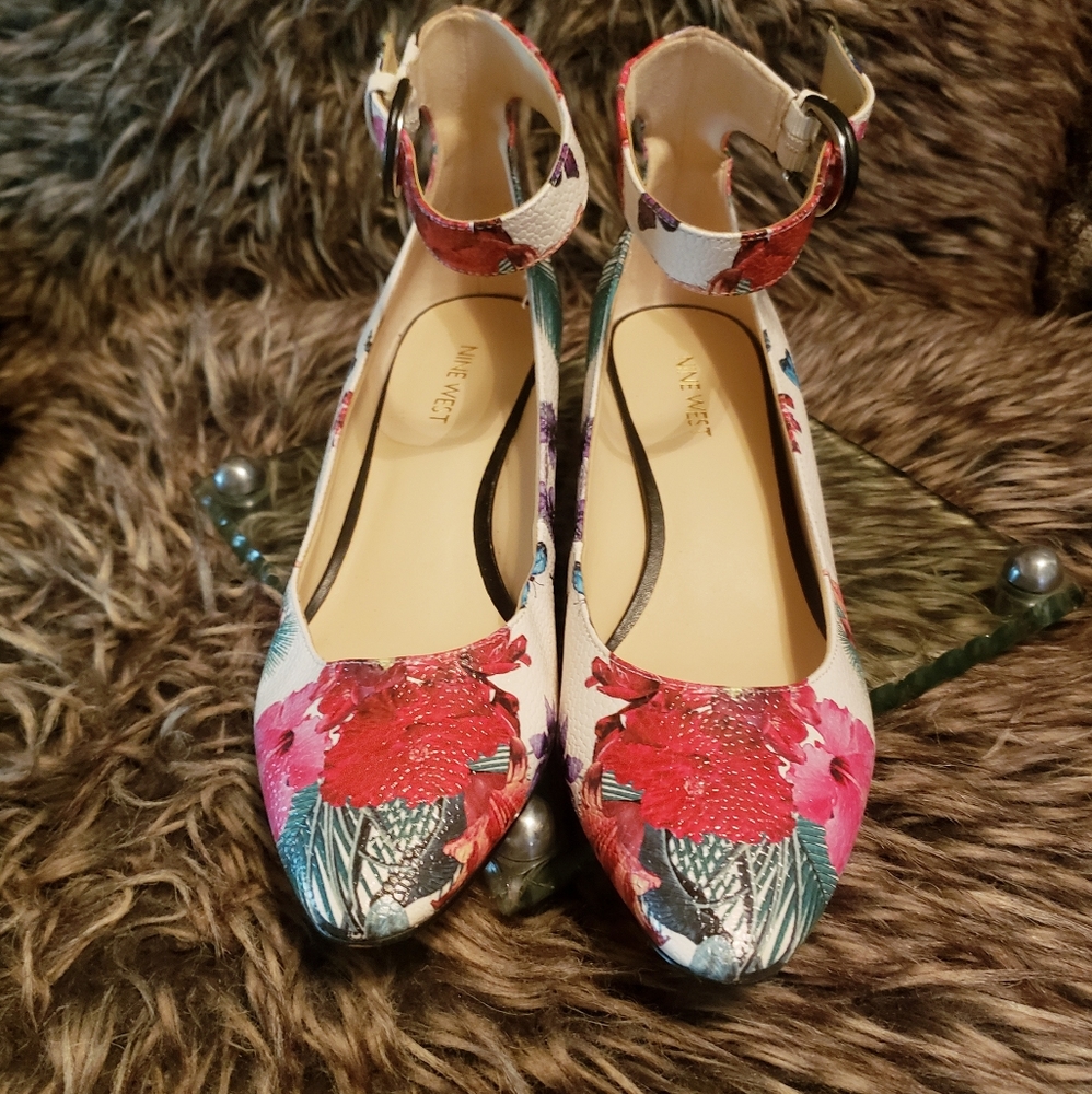 Nine West Pruce Block Heels Multi Color Size 9m - image 1